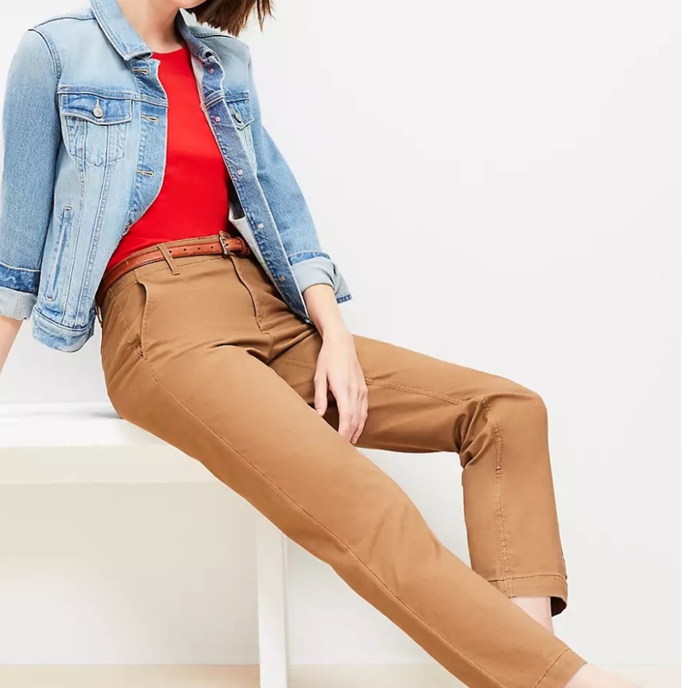 Loft ladies Monroe slim chinos Tan Pants (curvy fit)